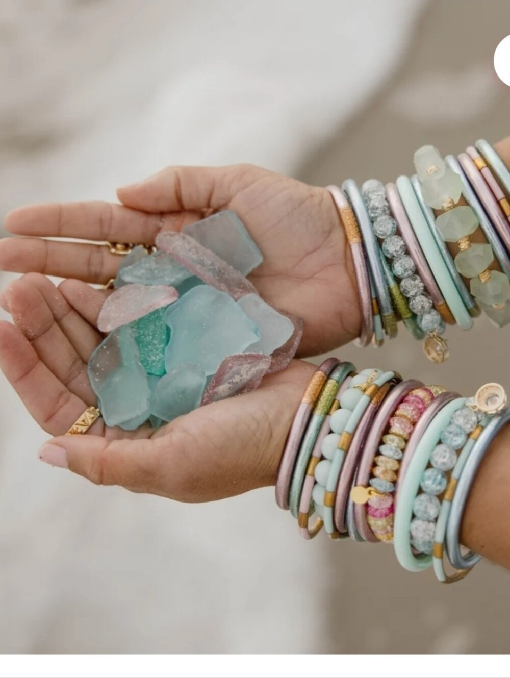 Mint and Ice Rose Veda Bangle Set Of 2